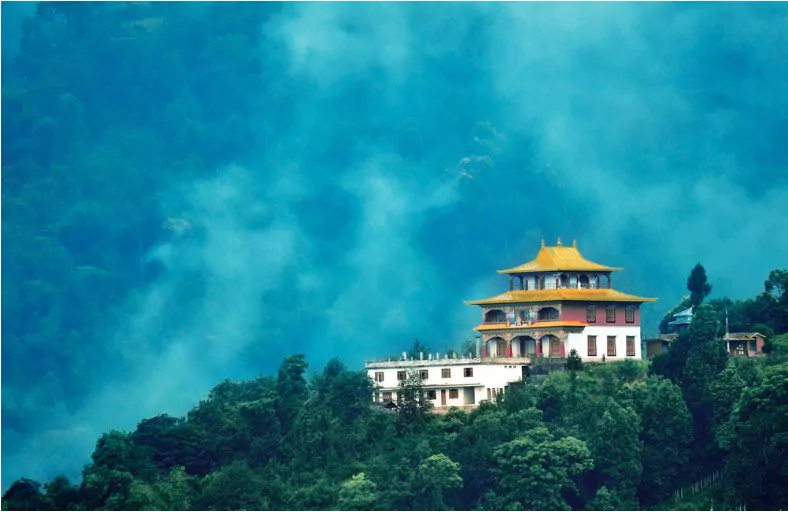 rumtek monastery at gangtok in monsoon