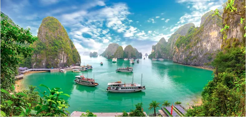beautiful landscape halong bay view from above the bo hon island