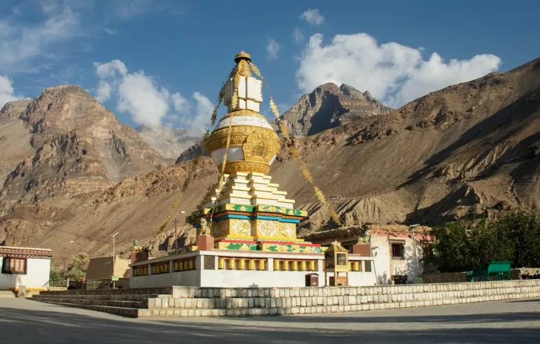 summer shot of stupa of tabo monastery in spiti valley