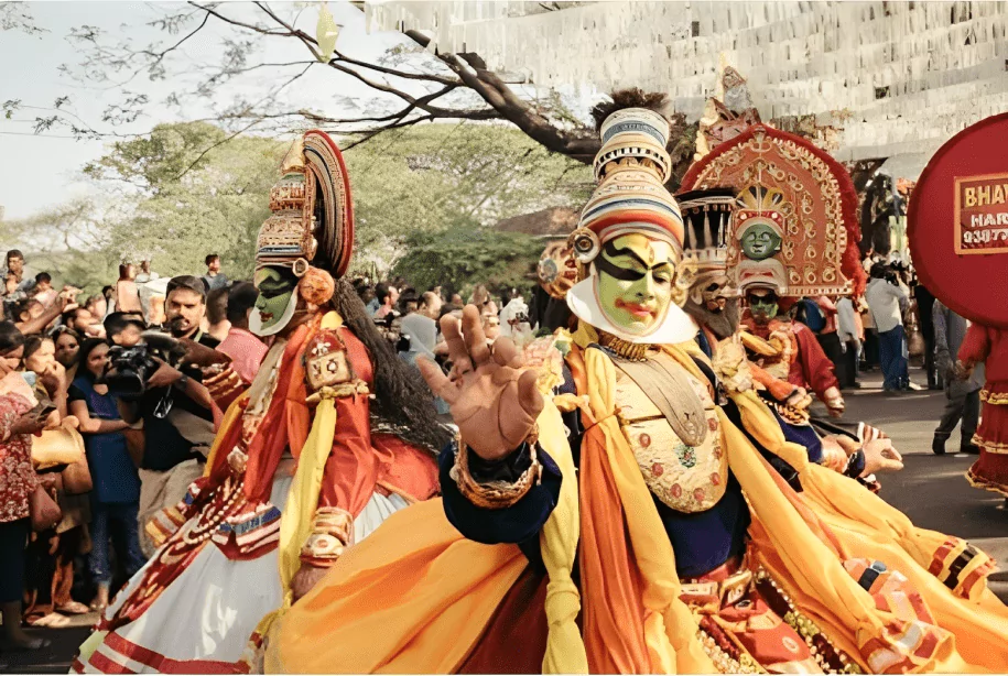 traditional kathakali dance on new year carnival in fort kochi cochin kerala