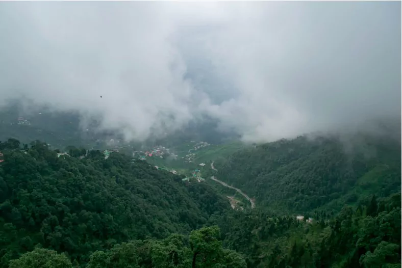 mussoorie landscape with clouds monsoon season