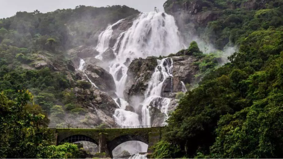 goa dudhsagar waterfall during monsoon