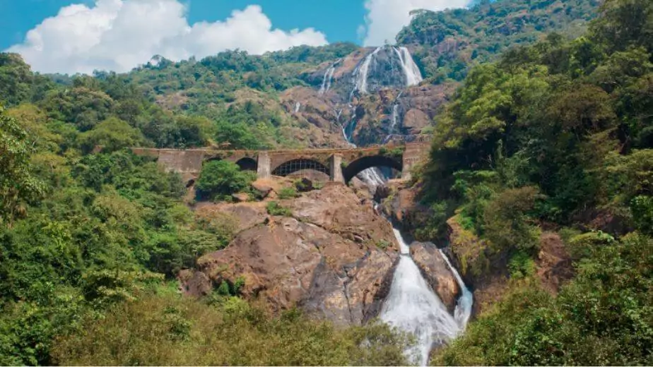 beautiful view of the dudhsagar waterfall