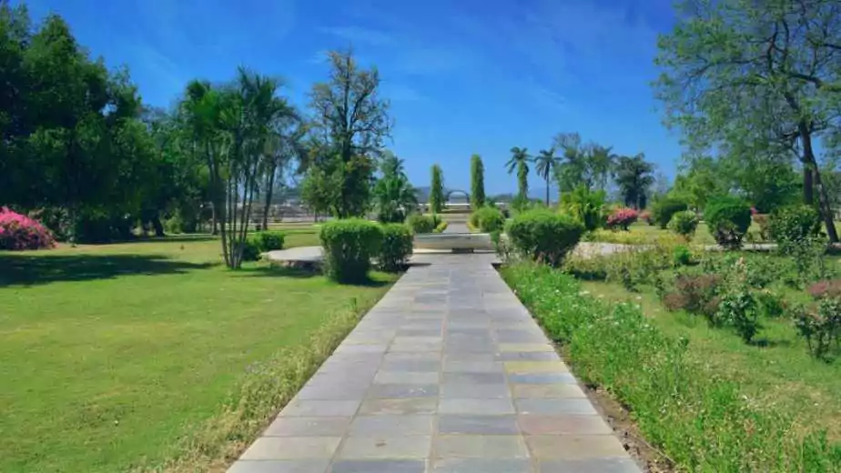 garden with pathway with blue sky nehru garden udaipur india