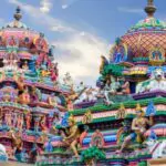 beautiful view of colorful gopura in the hindu kapaleeshwarar temple