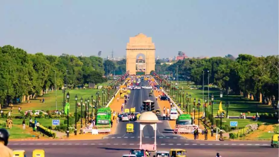 rajpath with india gate war memorial in background situated in new delhi
