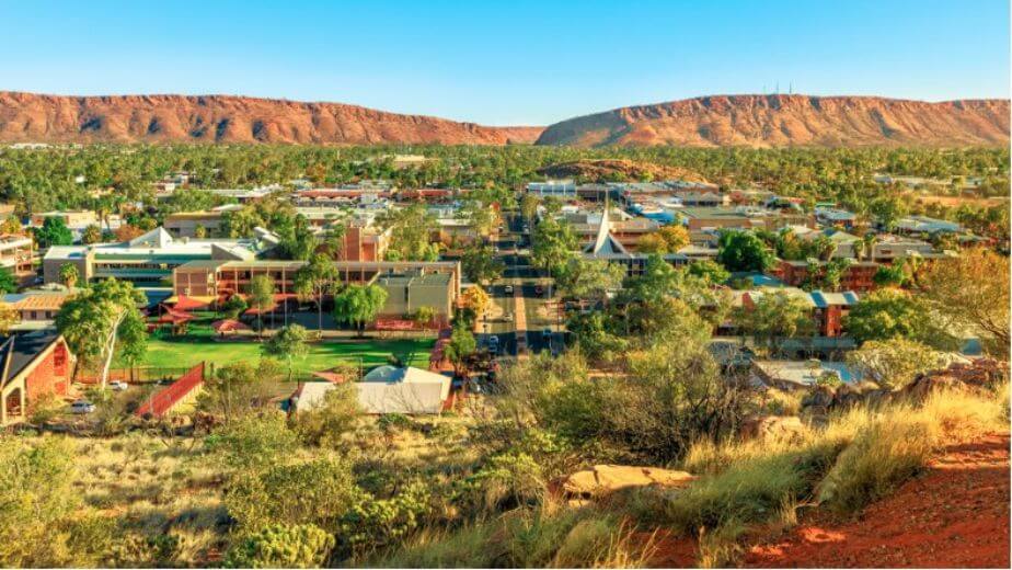 aerial view of alice springs skyline in australia